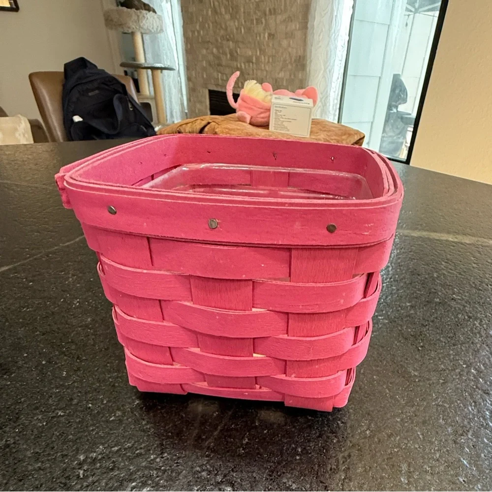 Longaberger Summer Brights 2010 Teaspoon Basket Pink w/ Plastic Liner